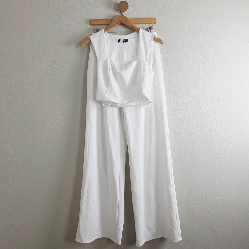 Lulus Enticing Endeavors White Two-Piece Jumpsuit - Wide Leg Bridal Set Size M - Picture 4 of 16